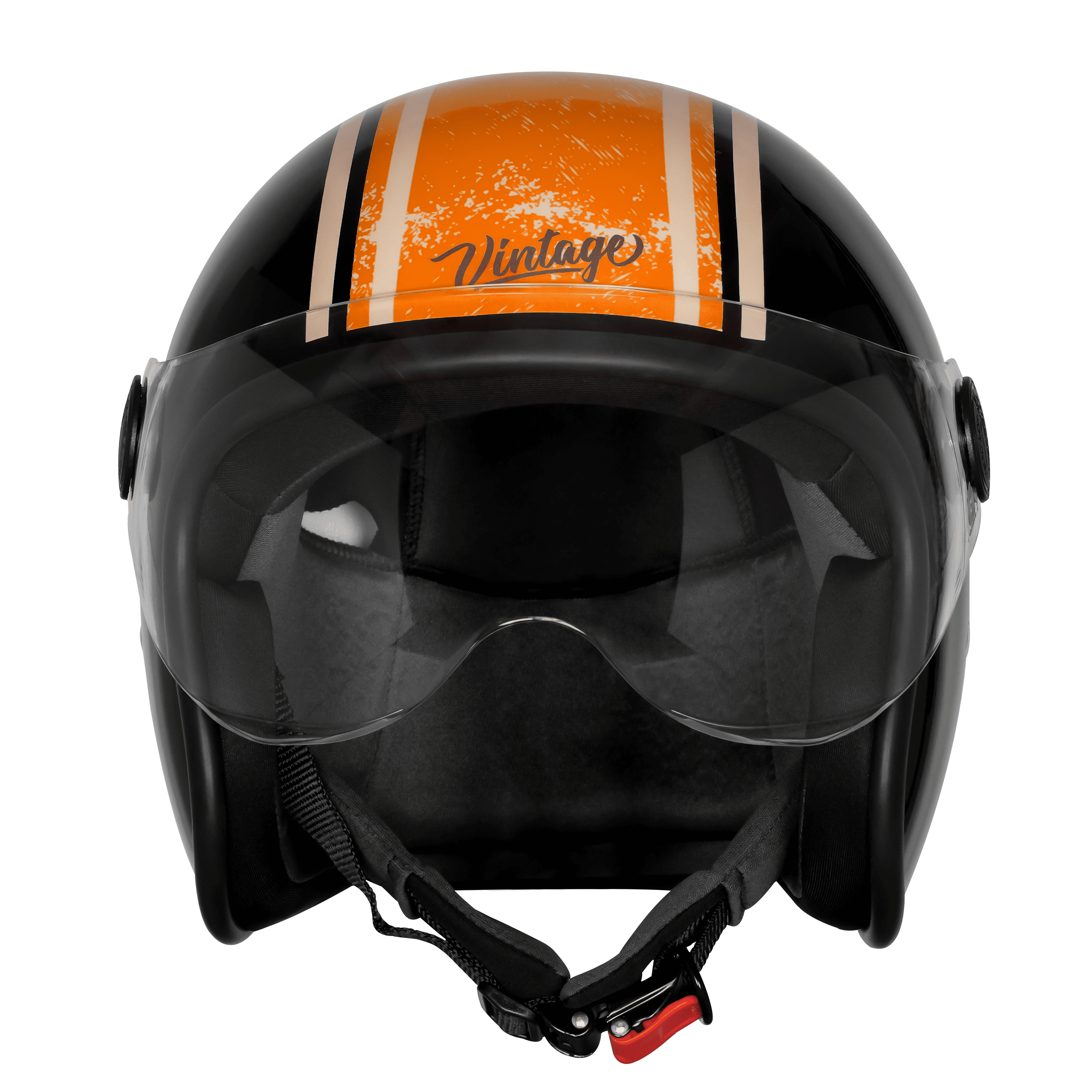 SBH-54 VINTAGE RACERS MAT BLACK WITH ORANGE